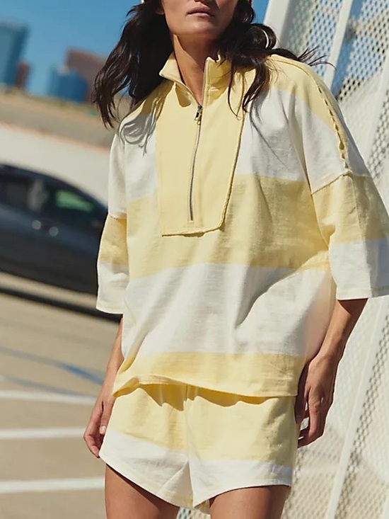 Free People Tops - Free People Retro Rugby Set in Sunlit Yellow Combo L